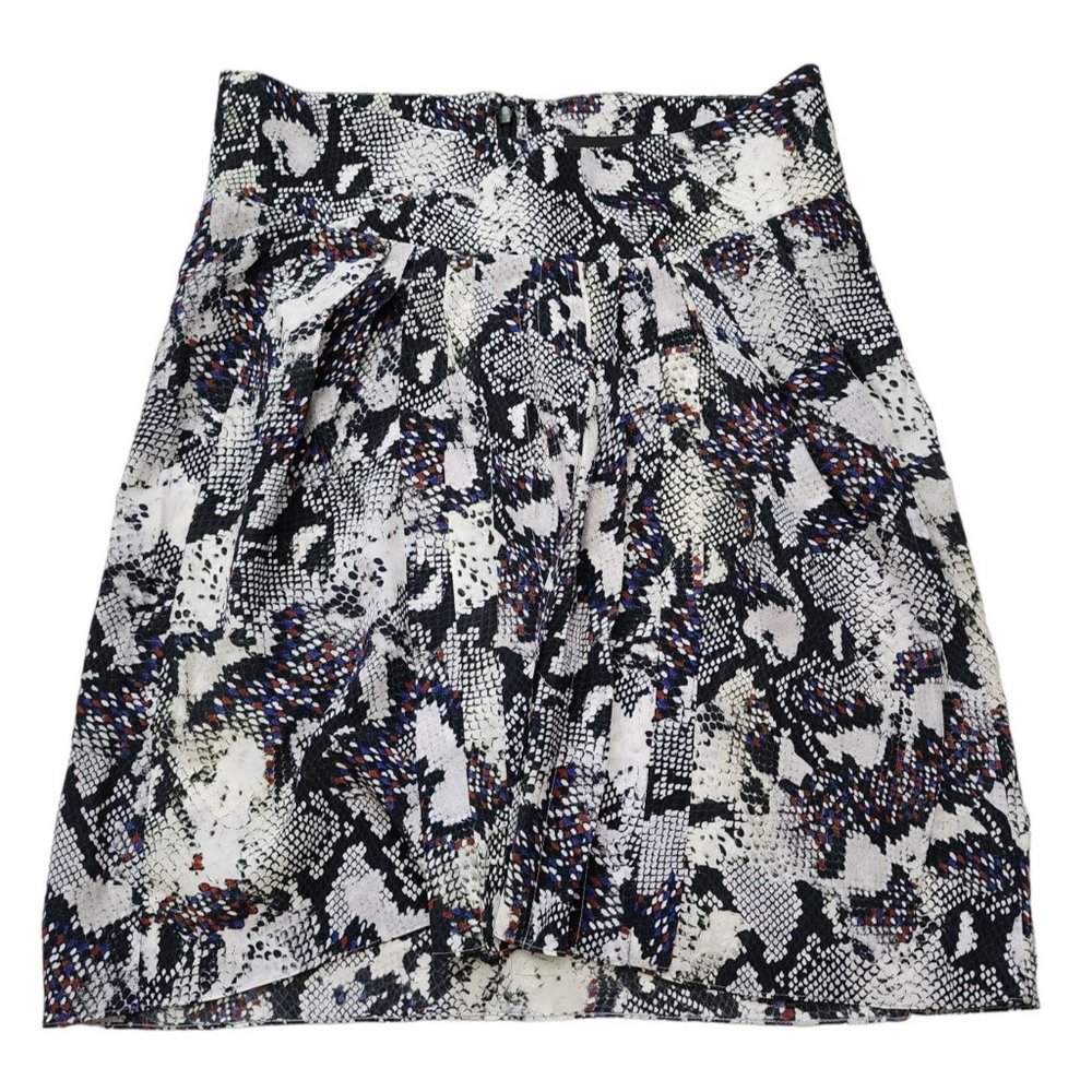 Isabel Marant Skirt Snake Print Silk Black Pleated Short New 36 4